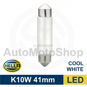 LED K10W 41mm 6000K SUPERWHITE SV8.5-8 Festoon C5W 6xdiodes 1gb Hella (Vācija) 8GL 178 560-581 auto spuldze 12V